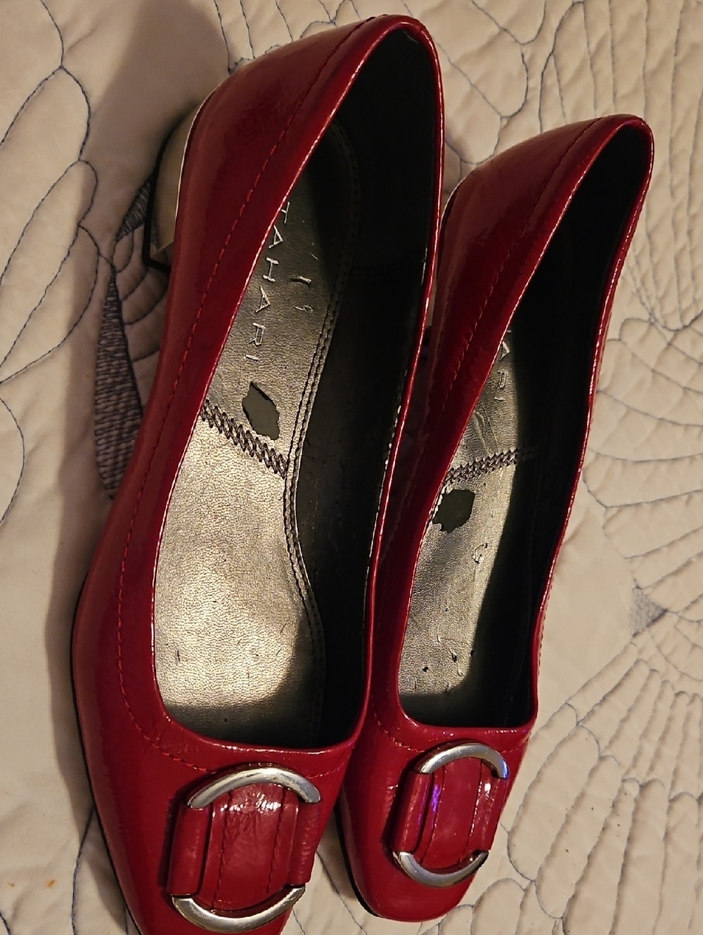 FREE In Bundle, Tahari Red Patent Buckle Flats, Donating Soon